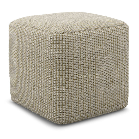 Zelma - Square Woven Outdoor / Indoor Pouf - Silver