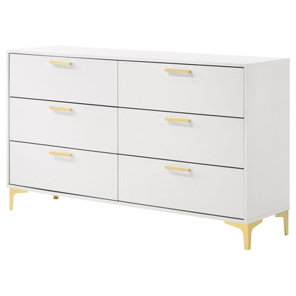 Karena - Rectangular 6 Drawer Dresser - White
