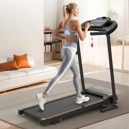 Foldable Electric Treadmill With 2.5Hp Motor, 12Km / H Speed, 3 Incline Levelstooth Music, Heart Rate Sensor, Spacious Running Belt For Indoor - Black