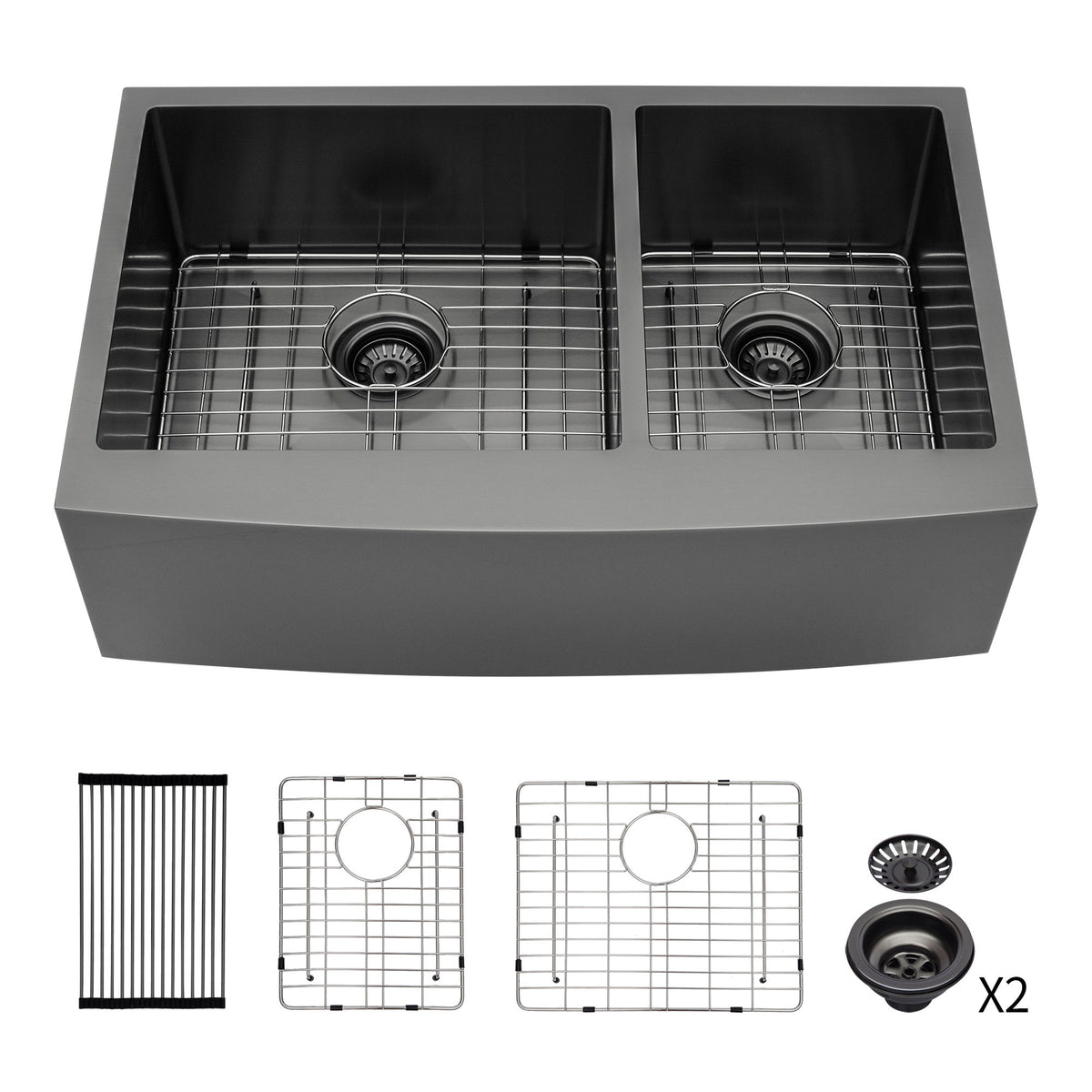 Double Bowl Farmhouse Sink, Stainless Steel Apron Front