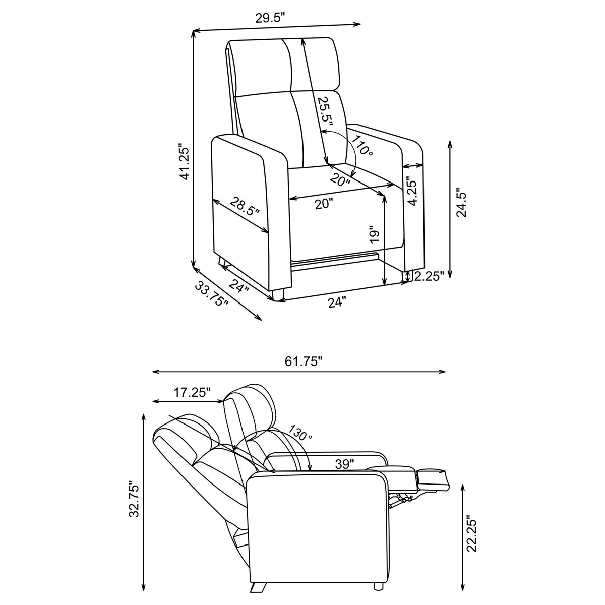 Warren - 4 Seater Home Theater With Wedge Console Recliners - Black