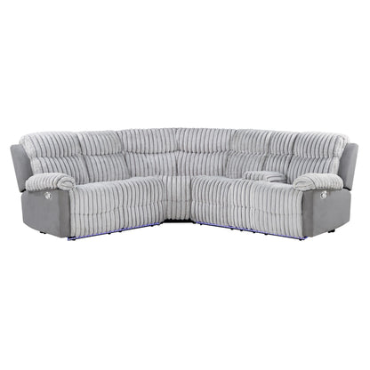 Bruni - Sectional Sofa With LED Lighting And Manual Recline - Gray