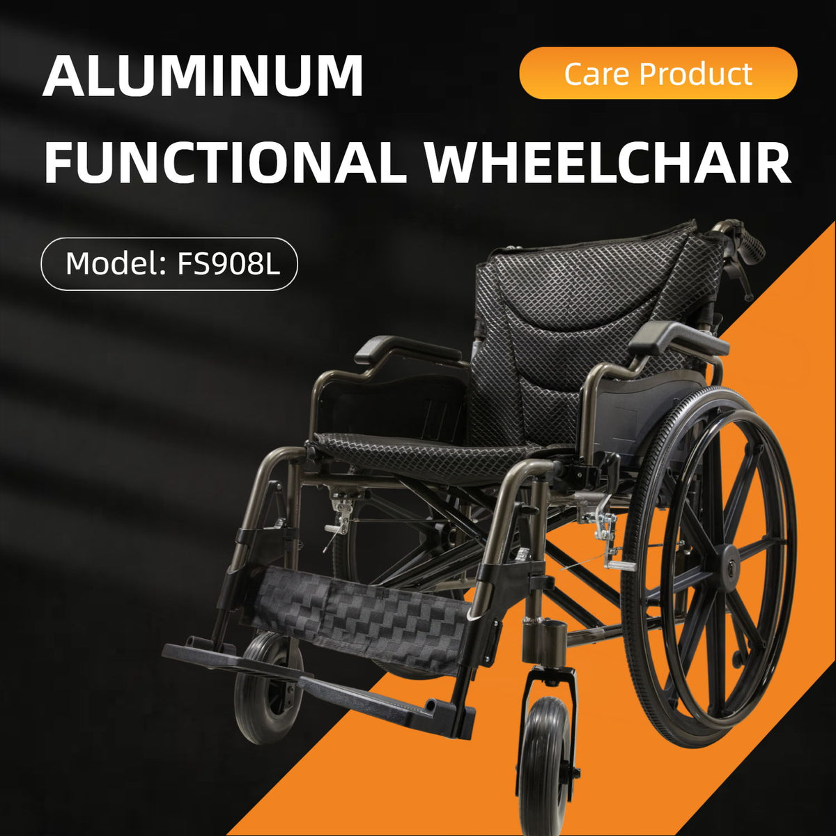 Lightweight Foldable Nursing Wheelchair For Adults Double X Force Support, 300Lbs Capacity, Breathable Cushion & Anti Backflip Design With Tires, Adjustable Seat Belt, Quick Release Wheels - Dark Gray