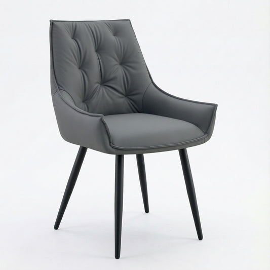 Dining Kitchen Chairs, Flat Back (Set of 2) - Dark Gray