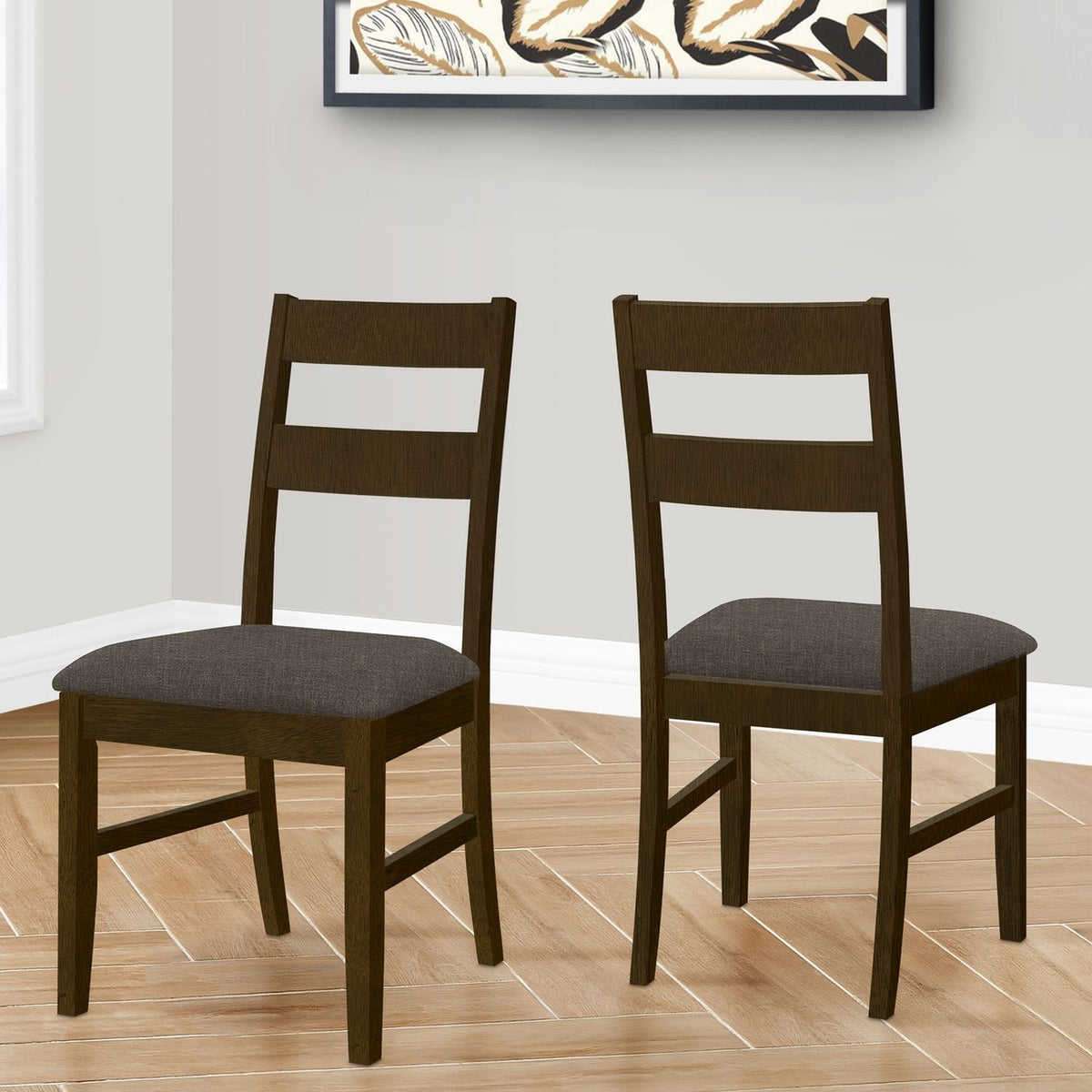 Dining Chair, Upholstered, Side, Dining Room, Transitional (Set of 2) - Brown