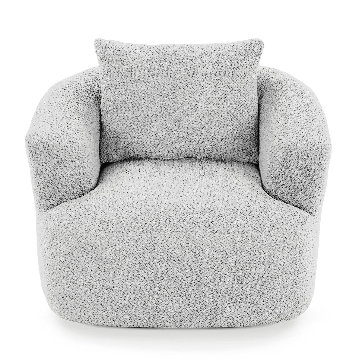 360° Swivel Barrel Sofa Chair With Throw Pillow, Upholstered Accent Chair