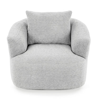 360° Swivel Barrel Sofa Chair With Throw Pillow, Upholstered Accent Chair