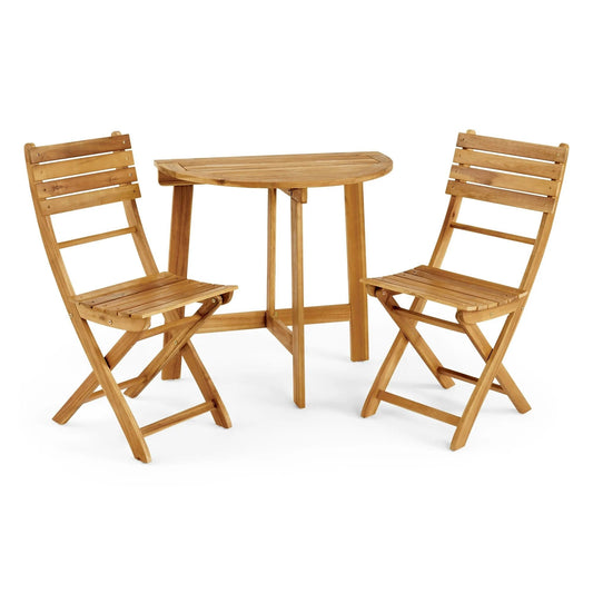 Outdoor 3 Piece Half Round Folding Bistro Set