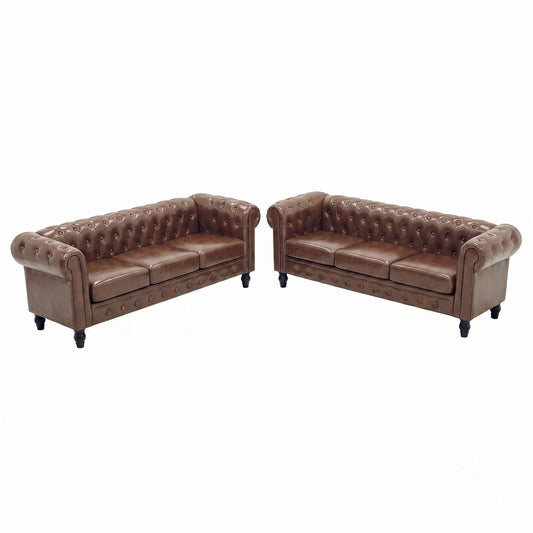 2 Piece Sofa Set With Rolled Armrests
