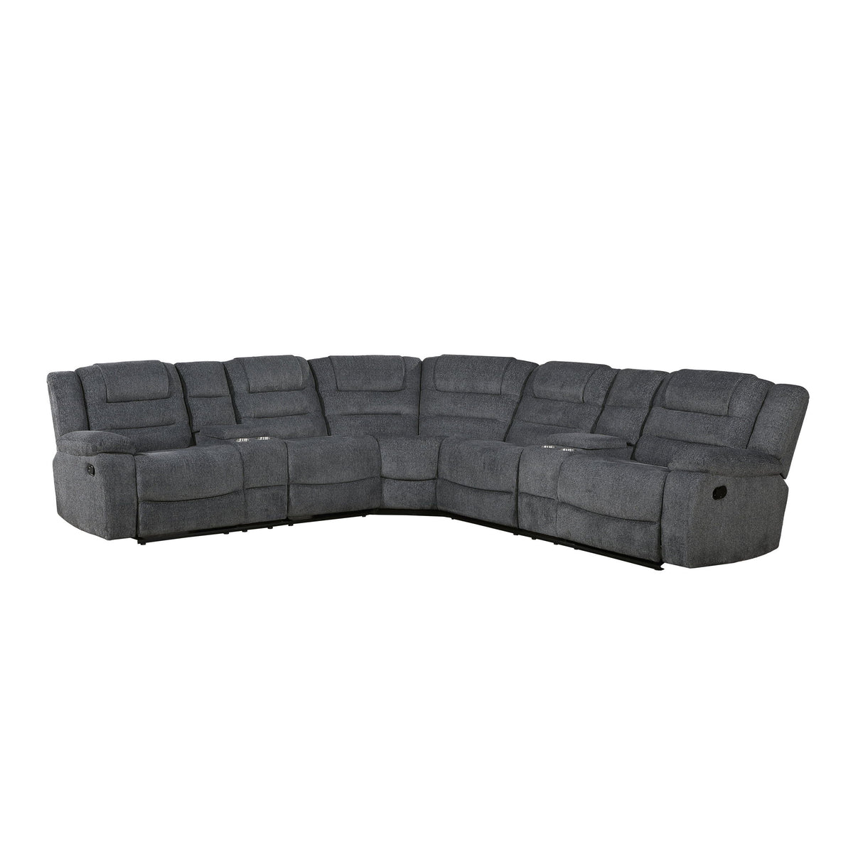 Redondo - 3 Piece Manual Sectional (2 Loveseats & Wedge) - Dark Gray