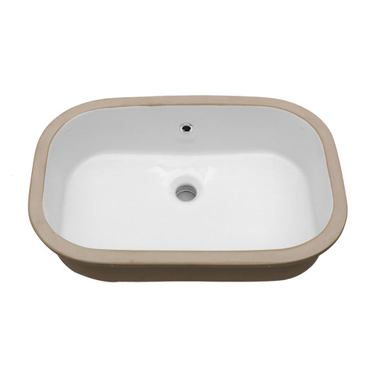 Undermount Bathroom Sink 22" X 15.25" With Overflow Sleek, High Temperature Fired, Stain Resistant, Smooth Polished Surface - White