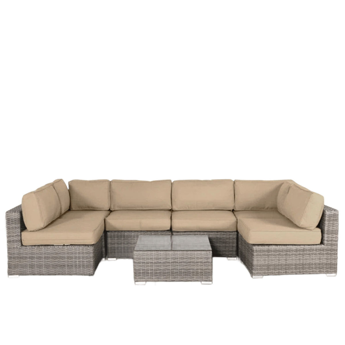 Seating Set With Cushions Handcrafted Wicker Design