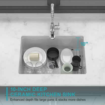 Rectangular Deep Single Bowl, Kitchen Sink With Dual Mount Installation