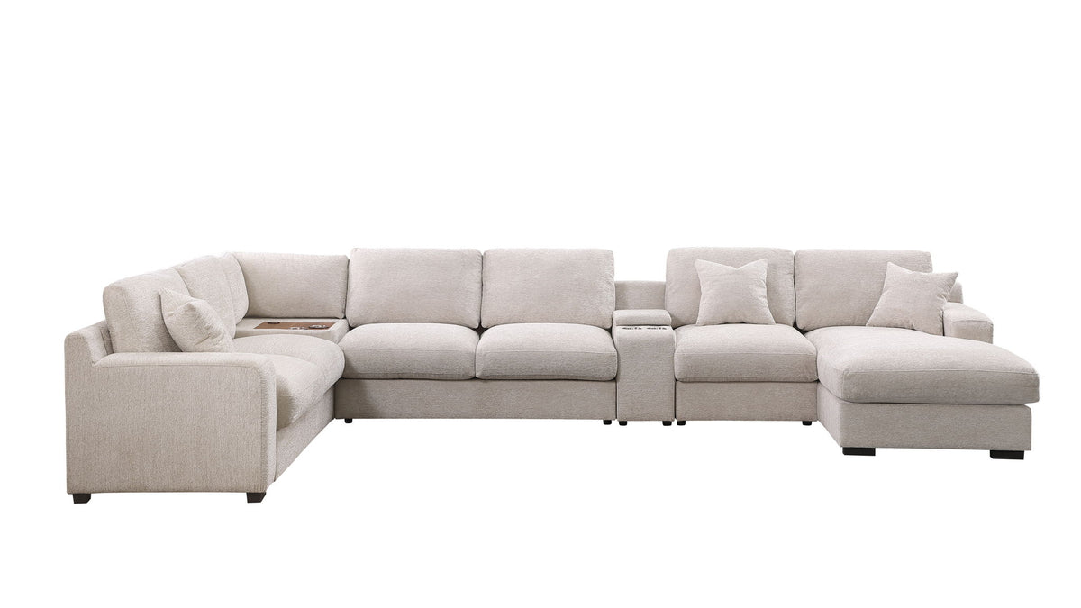 Celine - Fabric Corner Sectional Sofa With Right-Facing Chaise, Cupholders, And Charging Ports