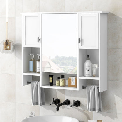 Wall Mounted Bathroom Storage Cabinet With Mirror, Medicine Cabinet With Towel Bar