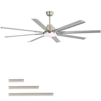 DC Motor Ceiling Fan With Dimmable Light And 8 Blade Aluminum Blades - Nickel