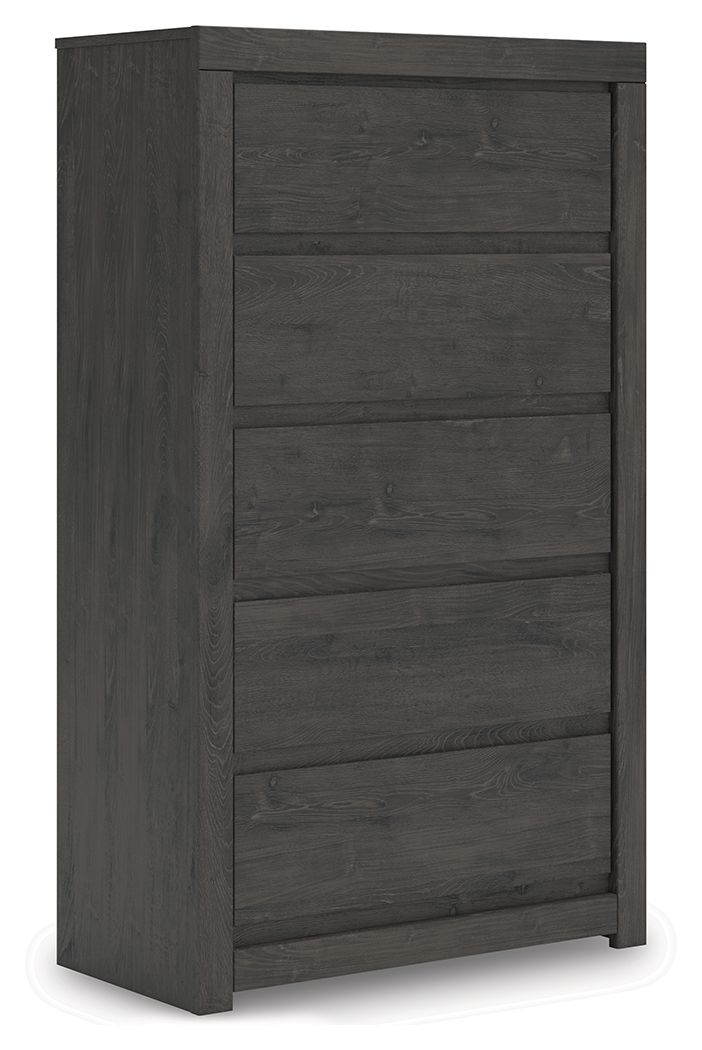 Fraluna - Five Drawer Chest - Charcoal
