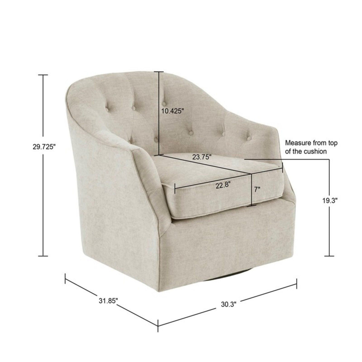 Calvin - Swivel Chair With 360 Degree Rotation - Beige