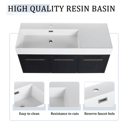 Modern Wall Mounted Bathroom Vanity With Left Sink And Storage Rack