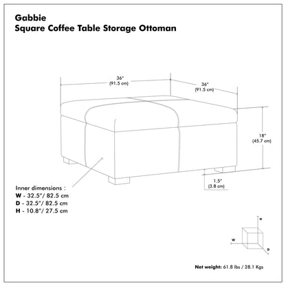 Gabbie - Coffee Table Upholstered Storage Ottoman