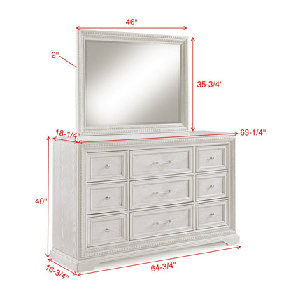 6 Drawer Storage Dresser Antique Wooden Bedroom Furniture - Antique White