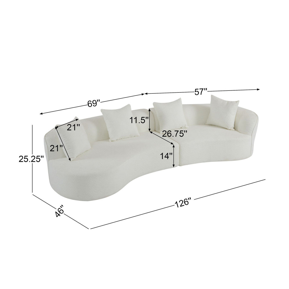 Elegant Curved Sectional Sofa With Full Foam Comfort