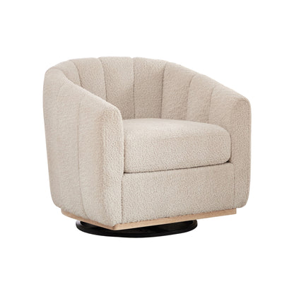 Swivel Upholstered Barrel Chair With Metal Base
