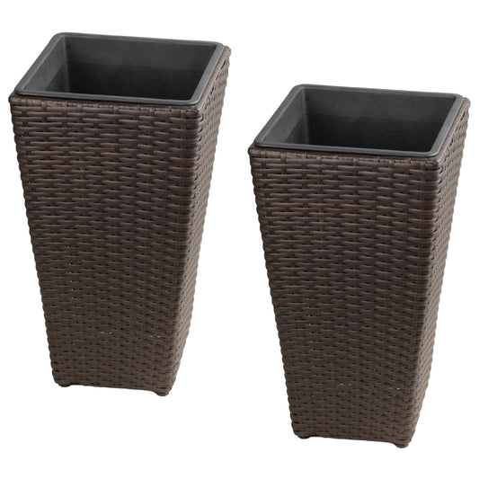 Solhome - Indoor / Outdoor Decorative Planter With Removable Insert (Set of 2) - Brown Ebony