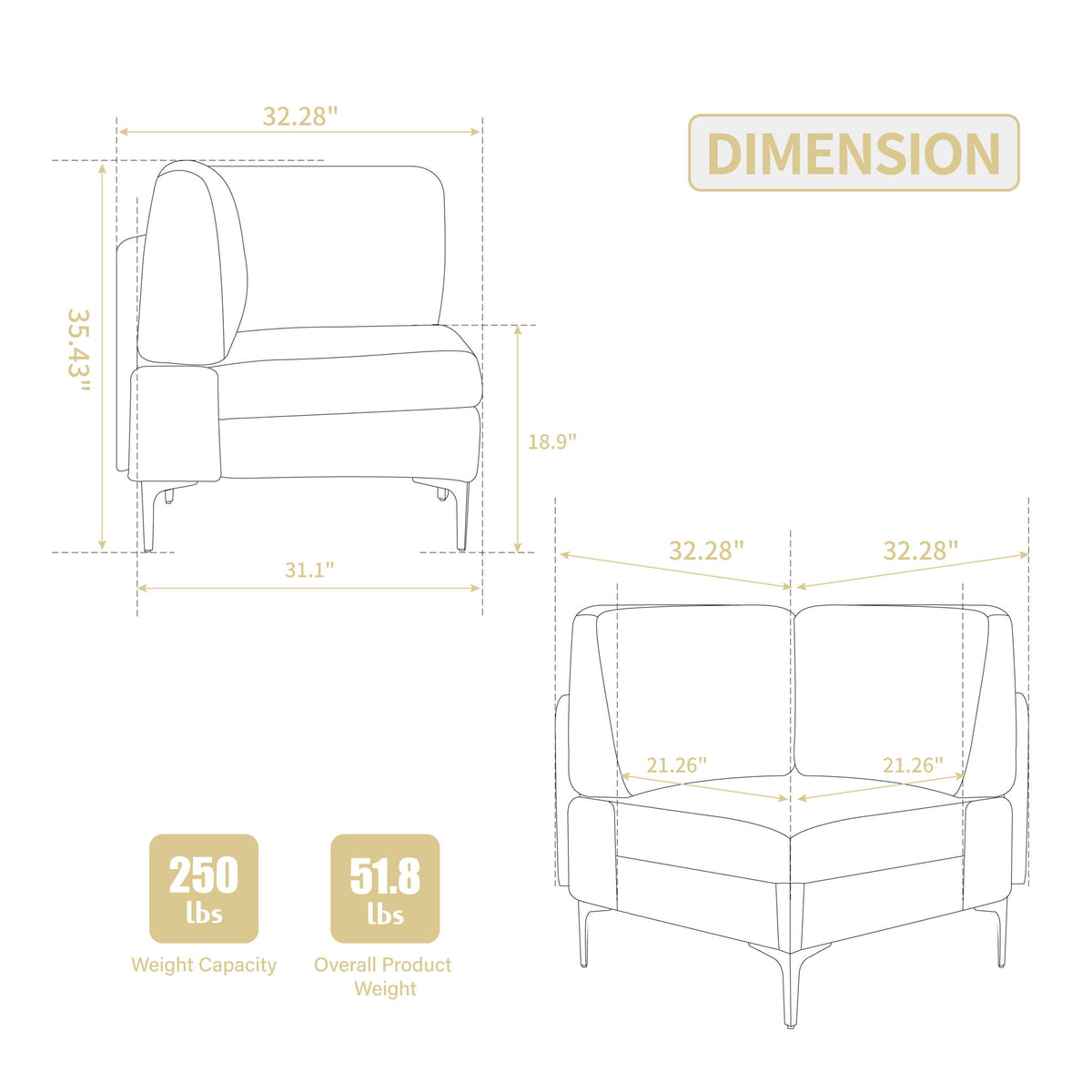 Modular Sectional Sofa Corner Seat