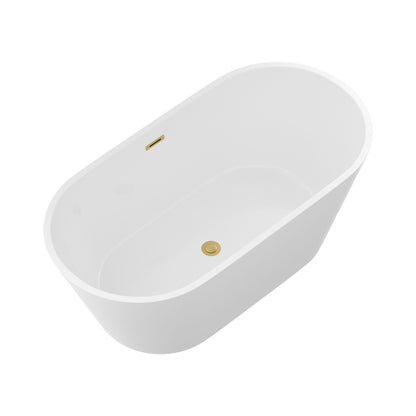 Gloss Freestanding Bathtub With Overflow And Pop Up Drain, Stand Alone Soaking Tub - Glossy White