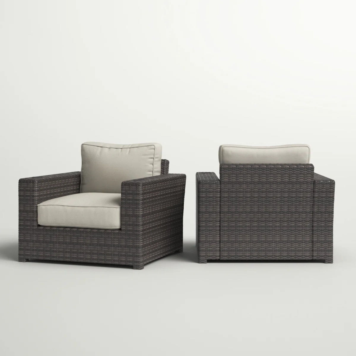 Outdoor Armchairs With Cushions (Set of 2) - Espresso / Gray
