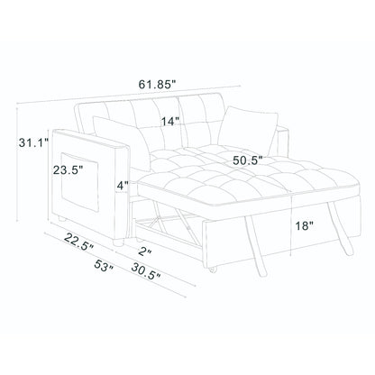 Sienna - Tufted Convertible Sleeper Sofa With Chaise - Gray