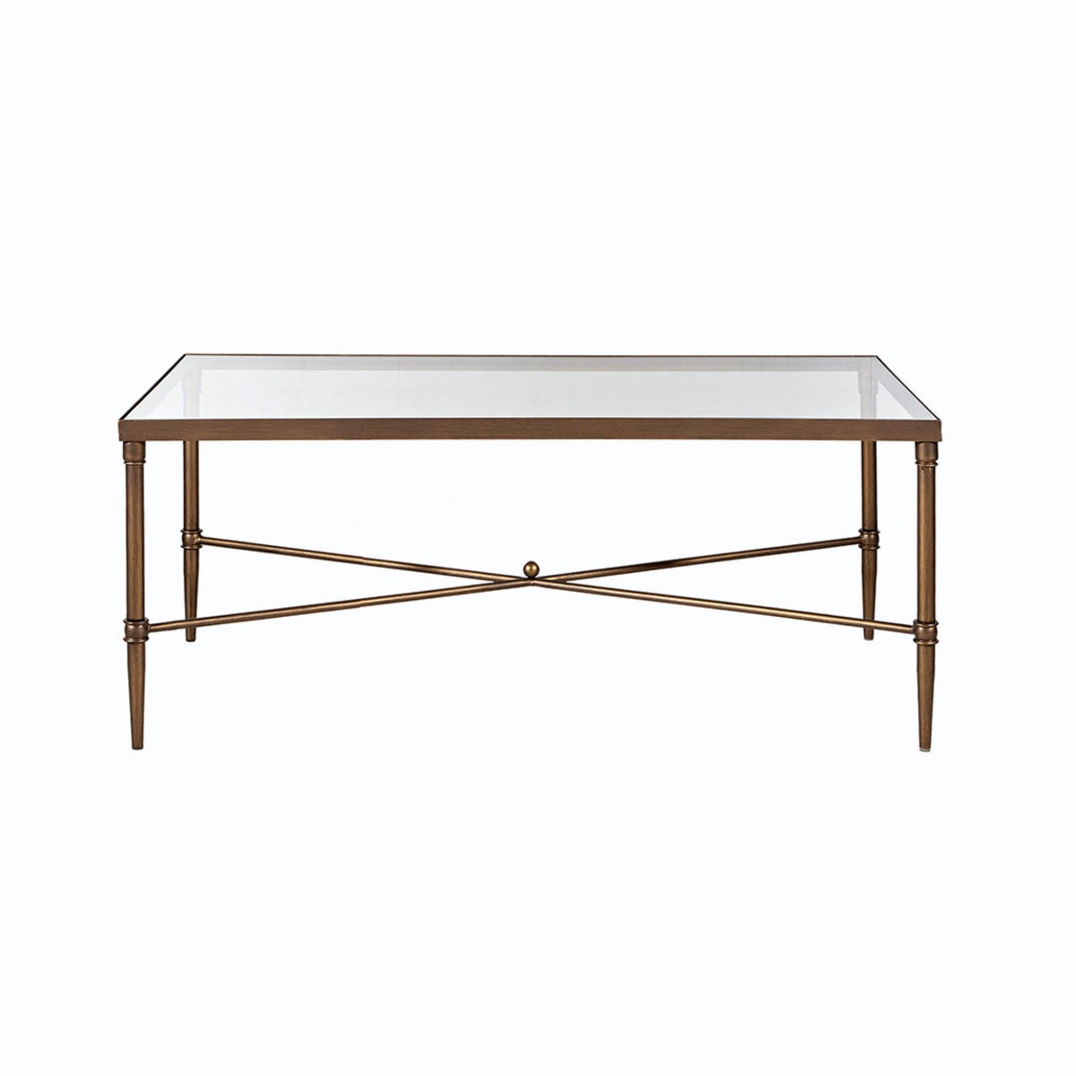Metal Rectangle Coffee Table With Tempered Glass Top - Bronze