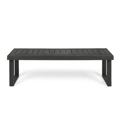 Realm - Outdoor Bench With Slat Panel Top And Base - Dark Gray