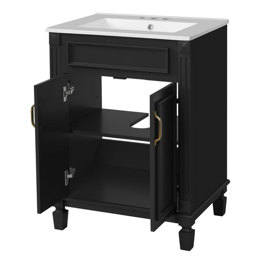 Bathroom Vanity With Top Sink, Cabinet With 2 Soft Closing Doors