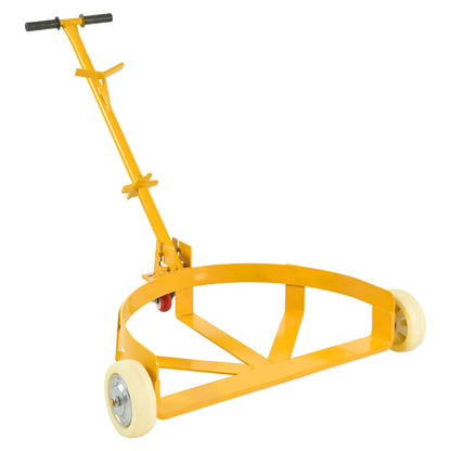 Steel Drum Dolly 55 Gallon Capacity Oil Barrel Mover With Wheels Low Profile Caddy - Yellow