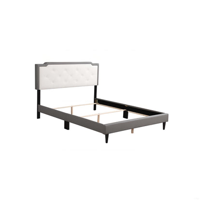 Queen Bed With Tufted Headboard - Light Gray