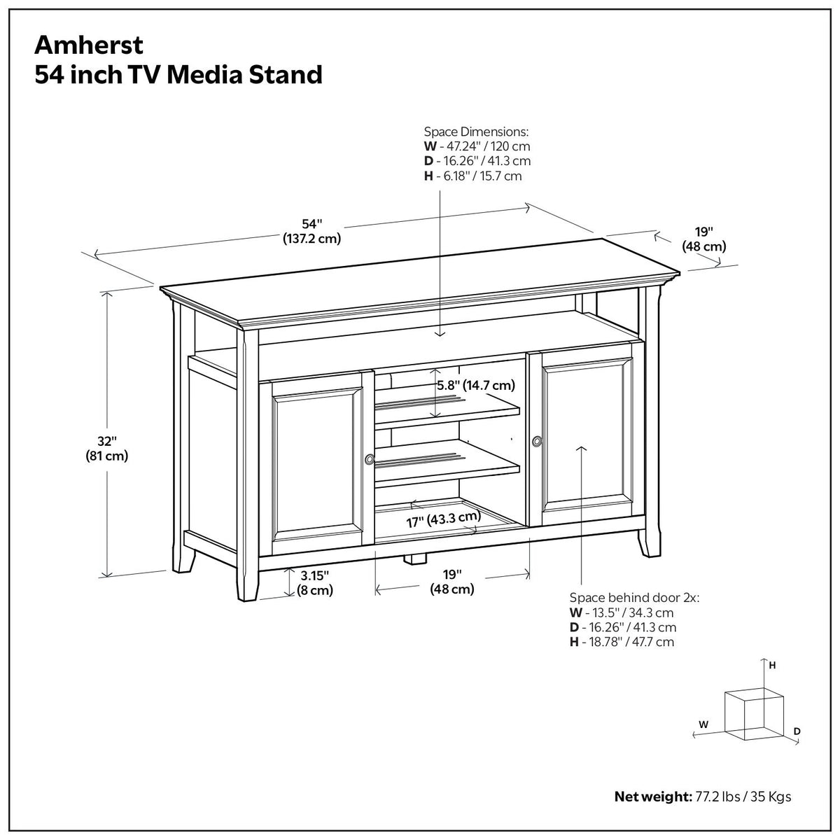 Amherst - TV Media Stand, Handcrafted
