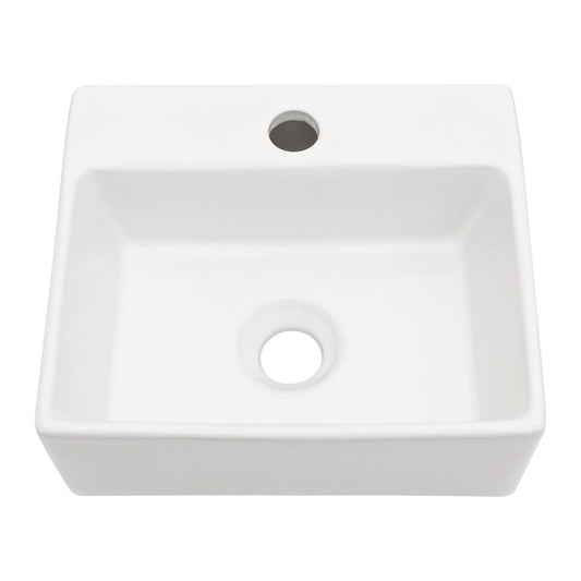 Ceramic Rectangle Wall Mount Bathroom Sink With Single Faucet Hole
