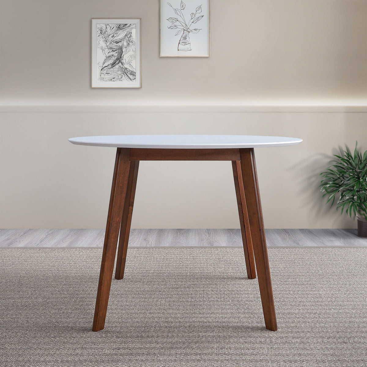 Dining Table - Brown / White
