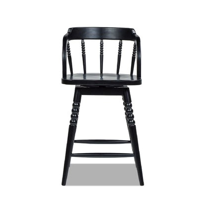 Breda - Turned Bubble Spindle Low Back Counter Stool - Black