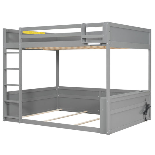 Bunk Bed With Built In Shelves, Storage Box, LED Light And USB Charging Station