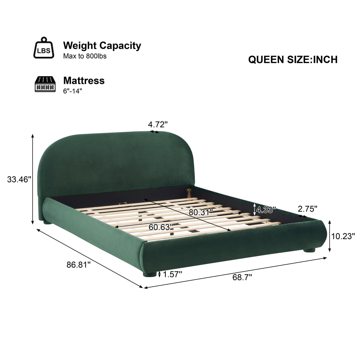 Upholstered Simple Modern Bedroom Bed With Curved Headboard
