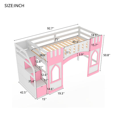 Loft Bed With Storage Staircase And Windows