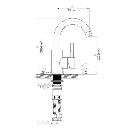 Modern Bathroom Faucet Single Hole Single Handle