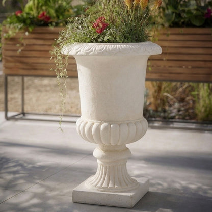 Roman Urn Planter Pot For Indoor / Outdoor - Beige White