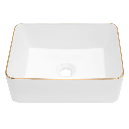 Modern European Style Ceramic Rectangular Vessel Bathroom Sink