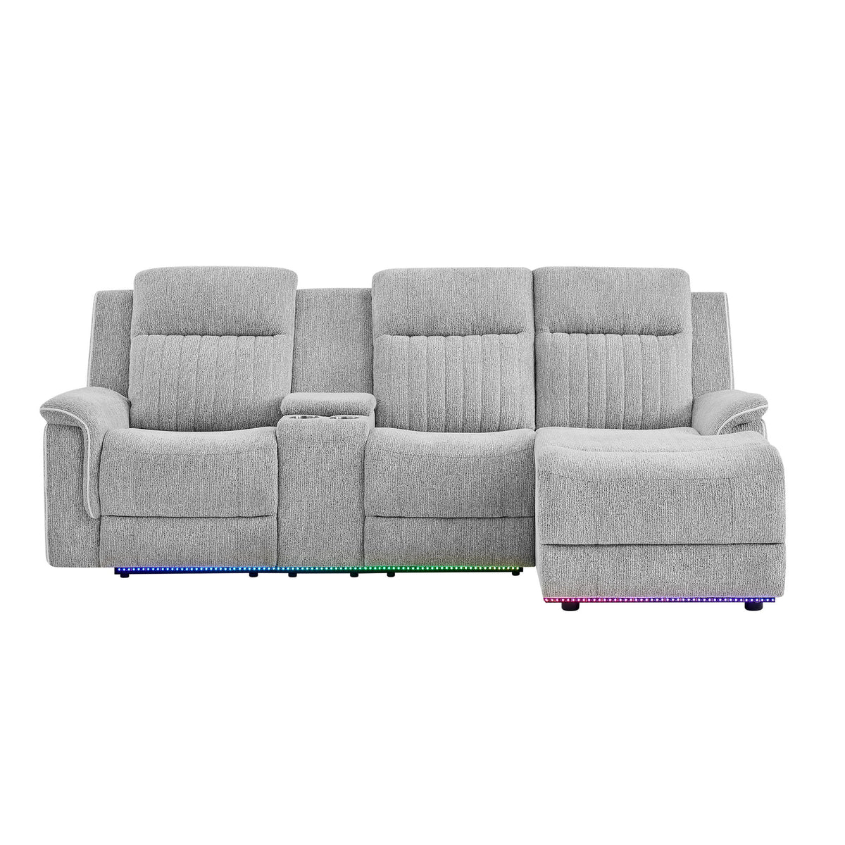 Ian - Power Reclining Chaise With LED Lighting, Pushback Design - Gray