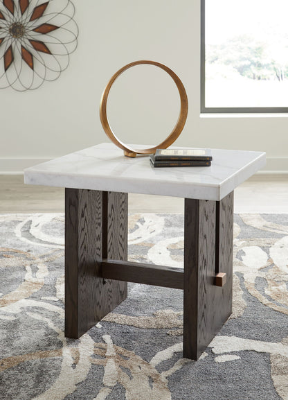 Burkhaus - Rectangular End Table - White / Dark Brown