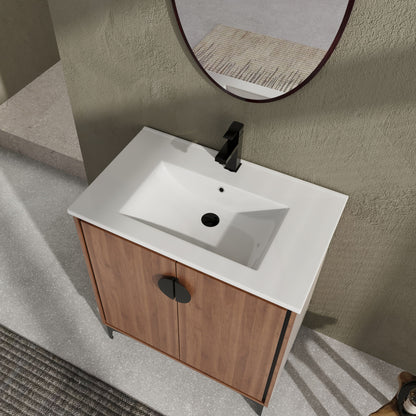Modern Bathroom Vanity With Top Sink, Engineered Wood Storage Cabinet